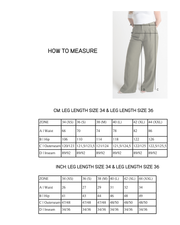 Measurement chart linnen damesbroek met extra lange lengtemaat