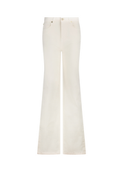 Front off white stretch jeans golden button