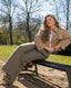 Girl with tall pants on