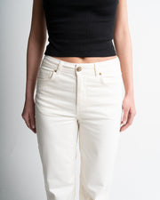 Detail off white stretch jeans golden button